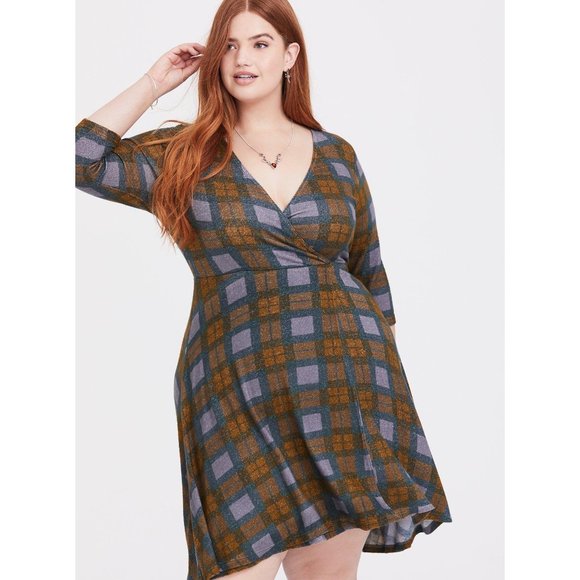 Torrid Outlander‎ Collection Tartan plaid Hacci Wrap dress sz 2X - Picture 1 of 10